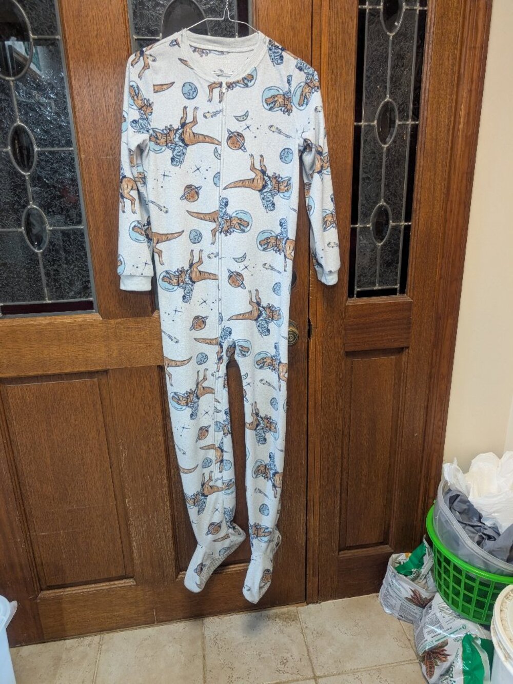 Boys 1-piece fleece footie pajamas, size 12